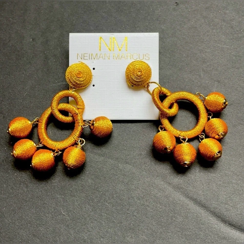 Neiman Marcus Gold Statement Drop Earrings – New With Tags